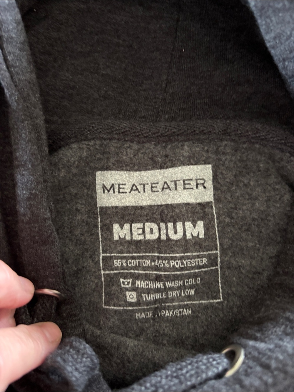 Meateater Men's Charcoal Hooded Sweatshirt with Antler Graphic Size M - Picture 3 of 5